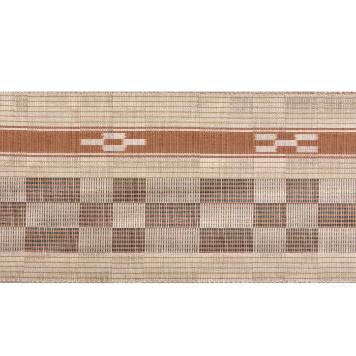 八重山ミンサー 半幅帯 茶色 市松 草木染｜石垣市織物事業協同組合